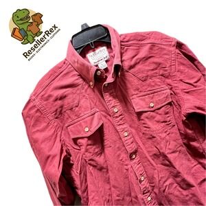 Schaefer Outfitters Ranch Stone Twill Western Shirt Red Long Sleeve Mens L